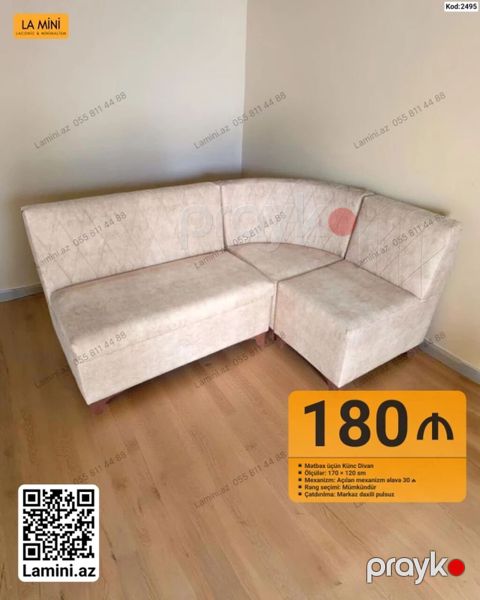 Mətbəx üçün künc divan – La Mini - Model kodu: 2495 - Ölçü: 170 120 — Bakı