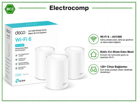 TP-Link Deco X10 (3-pack) AX1500 Whole Home Mesh Wi-Fi 6 System — Bakı