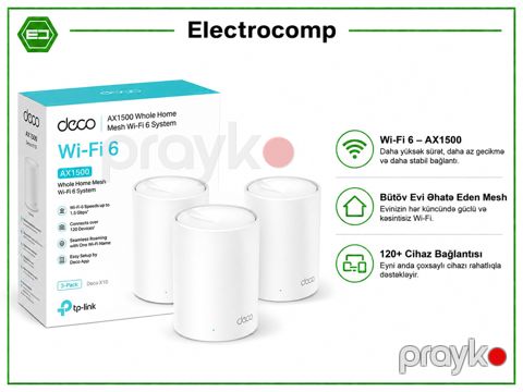 TP-Link Deco X10 (3-pack) AX1500 Whole Home Mesh Wi-Fi 6 System — Bakı