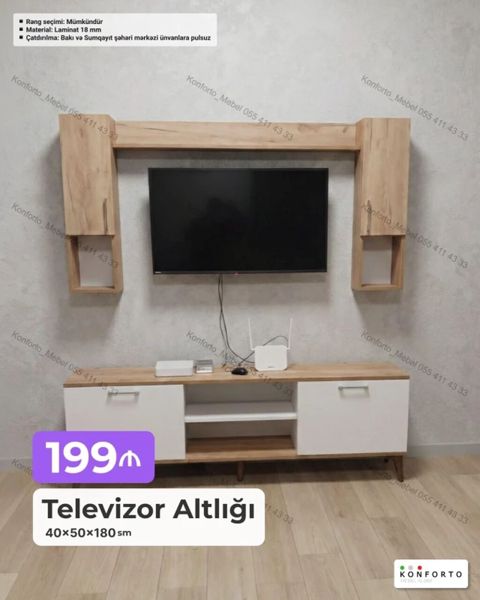 Televizor altlığı və divar modulu dəsti Ölçü: 40 50 180 sm — Bakı