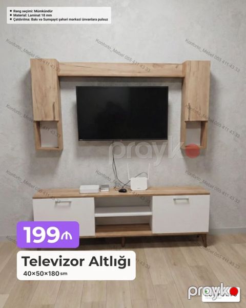 Televizor altlığı və divar modulu dəsti Ölçü: 40 50 180 sm — Bakı