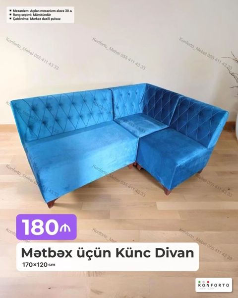 Mətbəx üçün künc divan - Ölçü: 170×120 sm - Mexanizm: Açılan mexanizm — Bakı