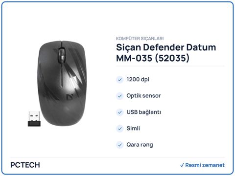 Siçan Defender Datum MM-035 (52035) — Bakı