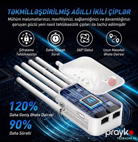 Wi‑Fi Siqnal Gücləndirici Repeater — Bakı