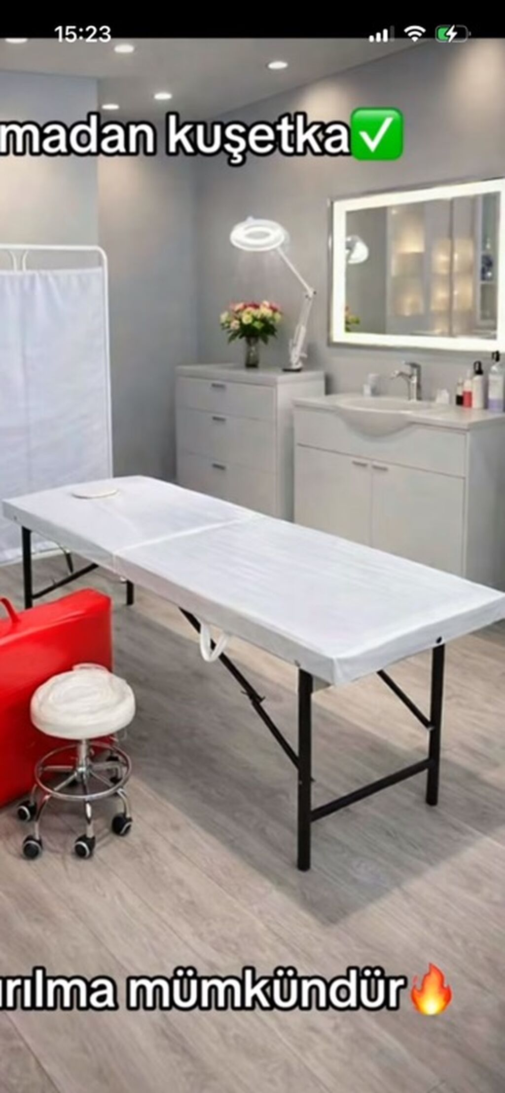 Portativ masaj/estetika kuşetkası və taburet dəsti İstifadə Olunmayıb — Salon mebeli, Mingəçevir (3)