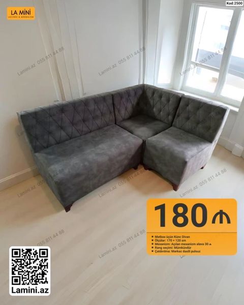 Mətbəx üçün künc divan - Model kodu: 2500 - Ölçülər: 170 120 sm — Bakı