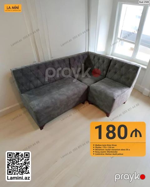 Mətbəx üçün künc divan - Ölçülər: 170 120 sm - Mexanizm: Açılan — Bakı