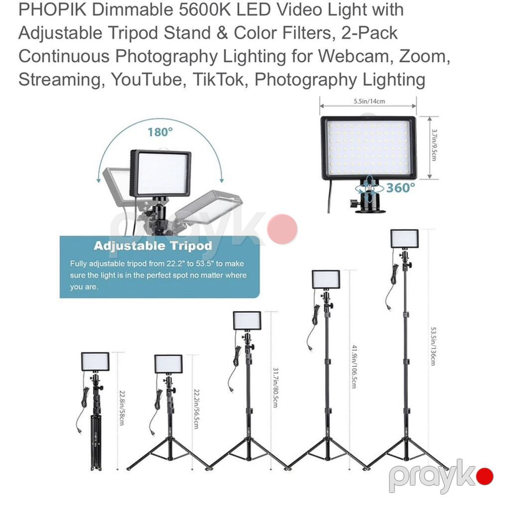Phopık LED Video Light – 2-li işıqlandırma dəsti - 5600K rəng — İşıq avadanlığı və aksesuarlar, Bakı (2)