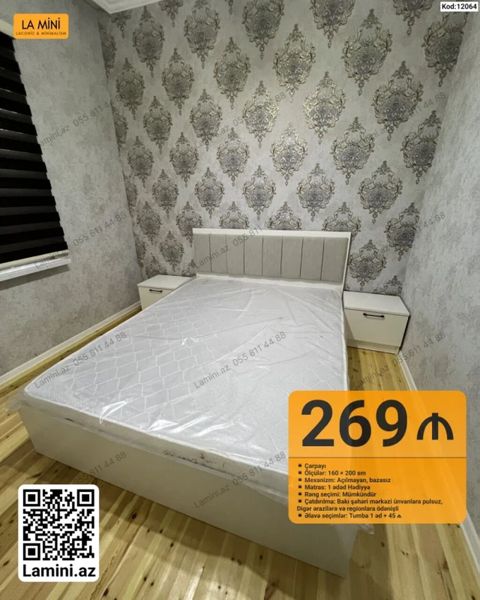 Məhsul: Çarpayı dəsti - Ölçü: 160 200 sm - Mexanizm: Açılmayan — Bakı