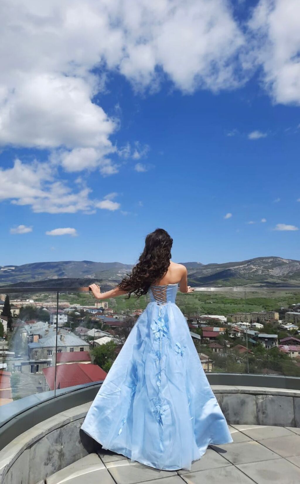 Göy rəngli zərif gecə/libas - Model: strapless (korsetli) uzun — Axşam paltarları, Xırdalan (2)