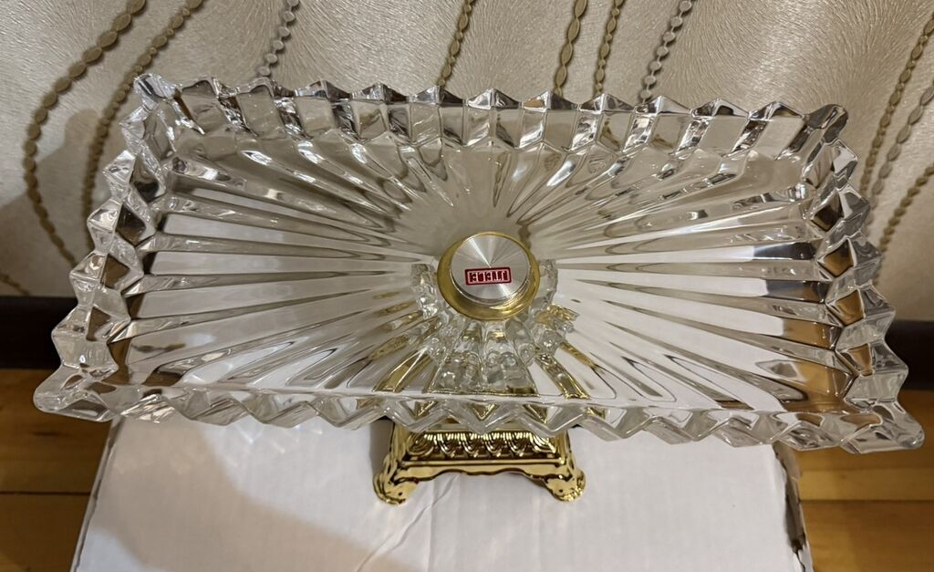 Kristal/qızılı ayaqlı şirniyyat qabı – Dekorlu - Material: qalın — Süfrə qabı, Bakı (2)