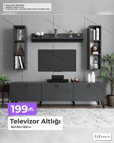 Televizor altlığı və asma rəf dəsti - Ölçülər (tumbanın ümumi — Bakı