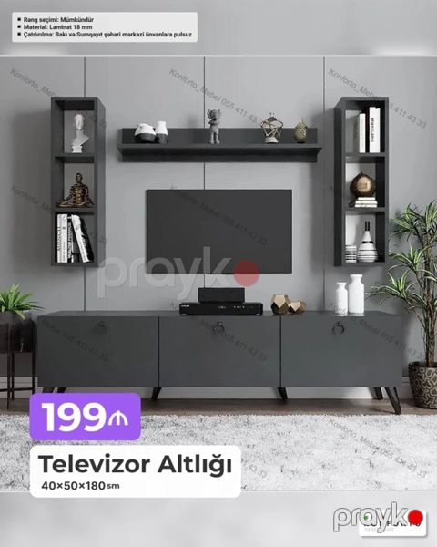 Televizor altlığı və asma rəf dəsti - Ölçülər (tumbanın ümumi — Bakı