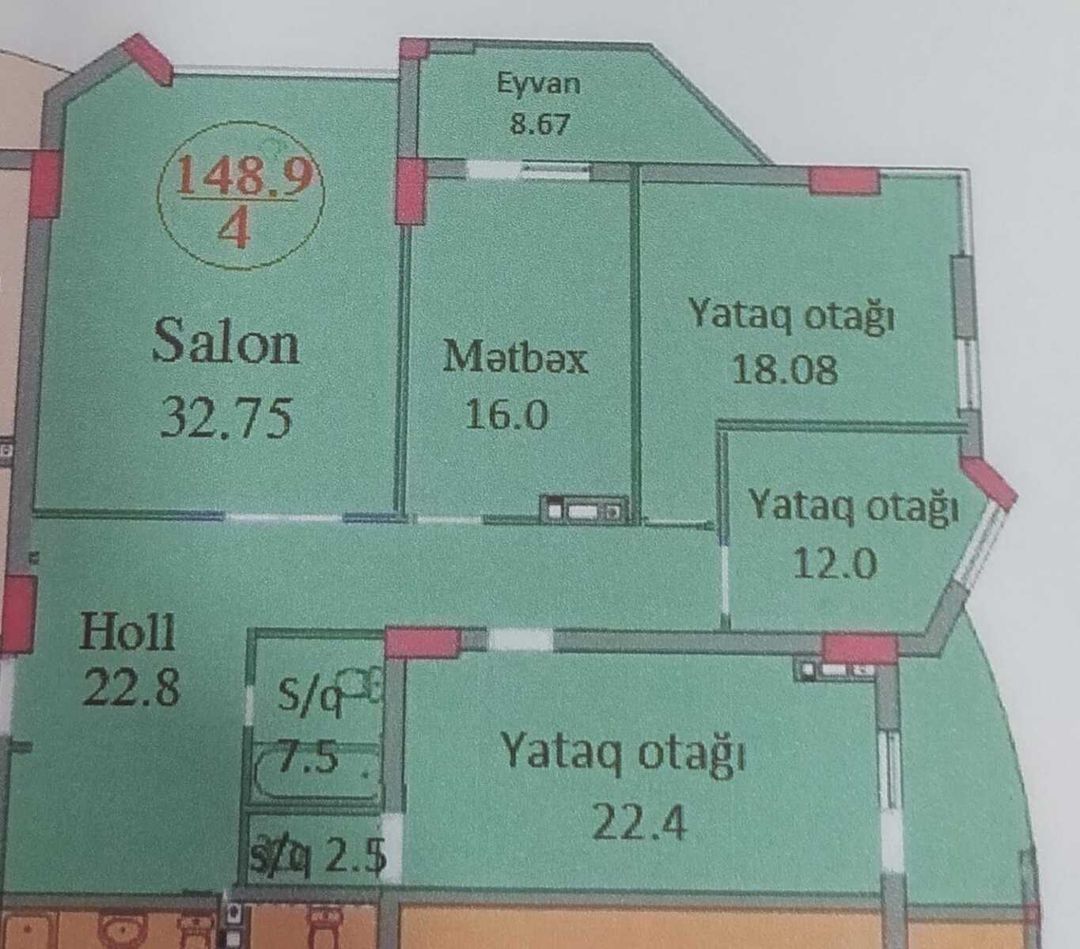 Satılır 4 otaqlı yeni tikili 148.9 m² — Mənzil, Bakı (5)