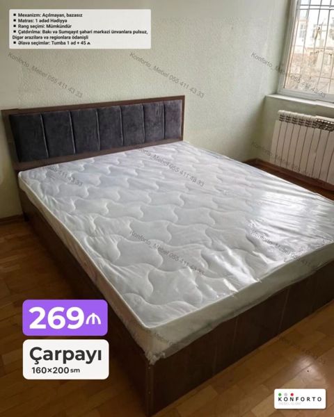 Çarpayı – 160×200 sm - Qiymət: 269 (şəkildə göstərilib) - Mexanizm — Bakı