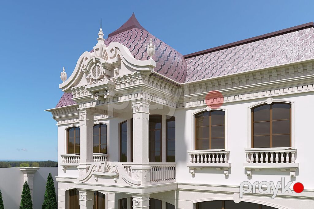 Neoklassik üslubda iki mərtəbəli villa layihəsi – fasad və landşaft — Dekor, dizayn, smeta və planlama, Gəncə (3)
