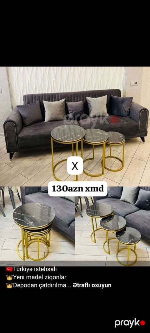 Türkiyə istehsalı 3-lü ziqon (nesting) masa dəsti - Model: yeni nəsil — Bakı