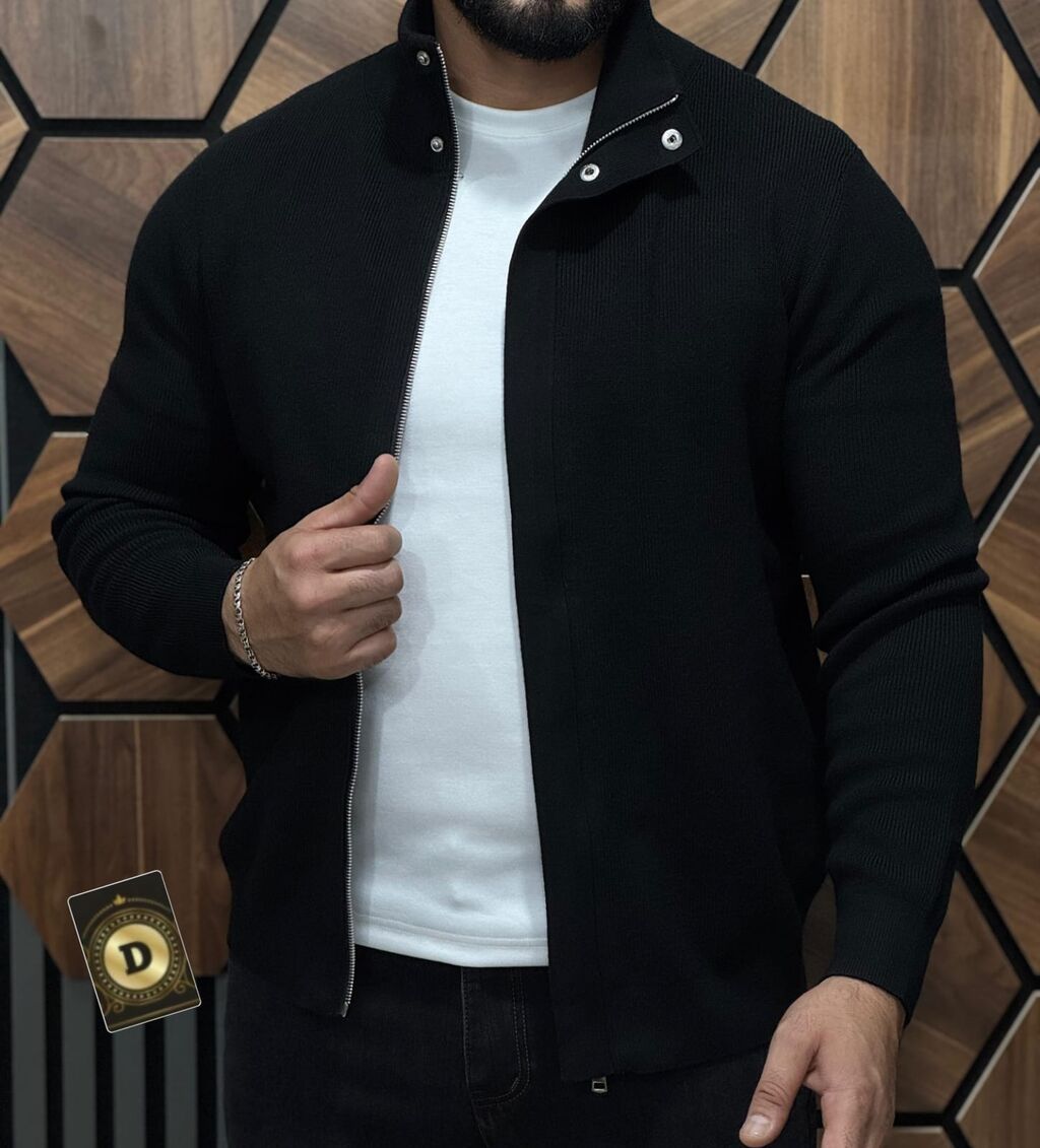 Kişi trikotaj jaketi – fermuarlı, düyməli yaxalı model - Model: kişi — Coqlar və zaqetlər, Sumqayıt (2)