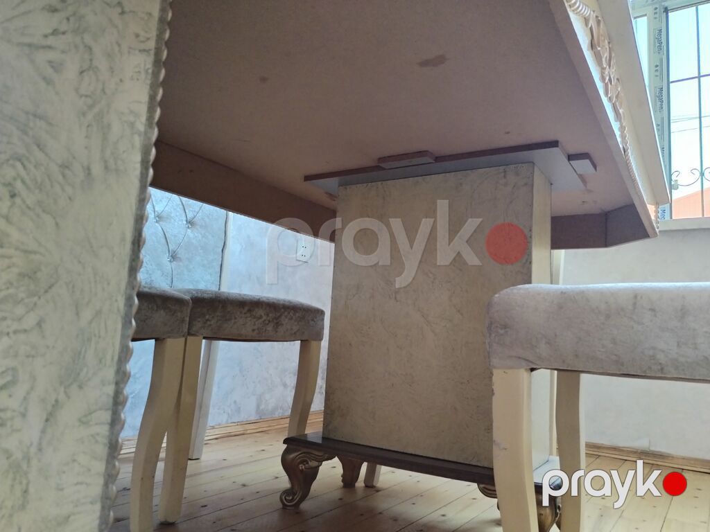 Qonaq otağı üçün, İşlənmiş, Açılan, Kvadrat masa, 6 stul — Masalar və stullar, Xırdalan (4)