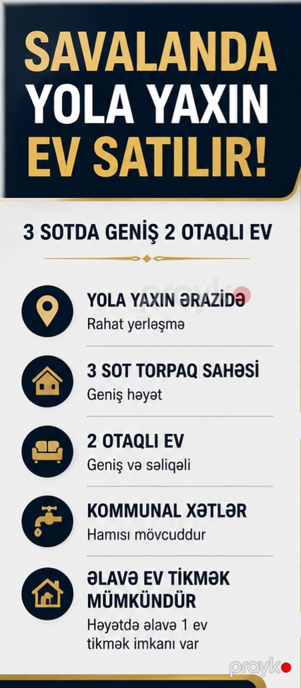 Savalanda yola yaxın ərazidə 3 sot torpaq sahəsində yerləşən geniş 2 — Ev, villa, Bakı