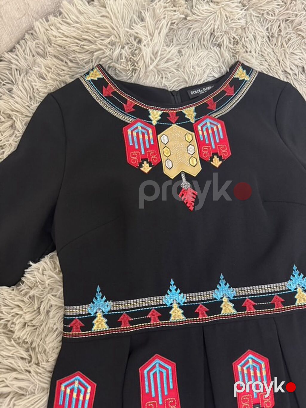 Qara rəngli nakışlı Dolce Gabbana don - Rəng: dərin qara - Üst hissə — Axşam paltarları, Ceyranbatan (2)