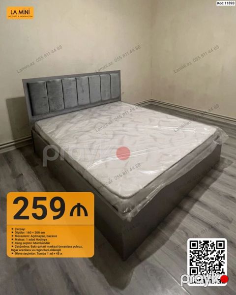 Çarpayı – 160×200 sm - Mexanizm: - Model 1 və 3: açılmayan, bazasız — Bakı