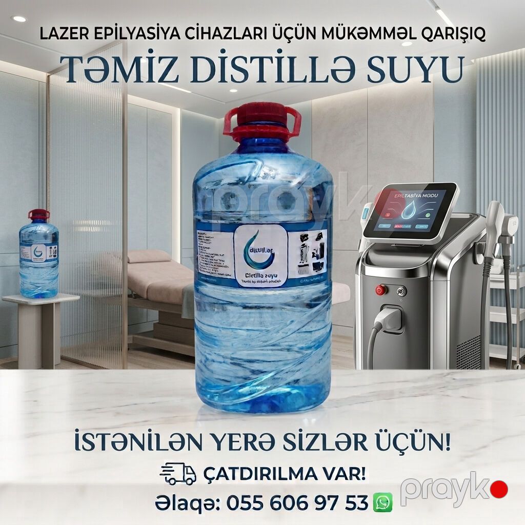 Məhsul: Təmiz distillə suyu Təyinat: - Lazer epilyasiya cihazları — Qida məhsulları, Bakı