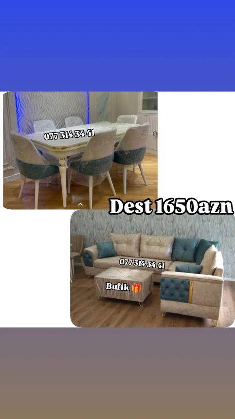Mebel dəsti – 1650 AZN - Yemək otağı üçün masa və 6 ədəd stul — Bakı