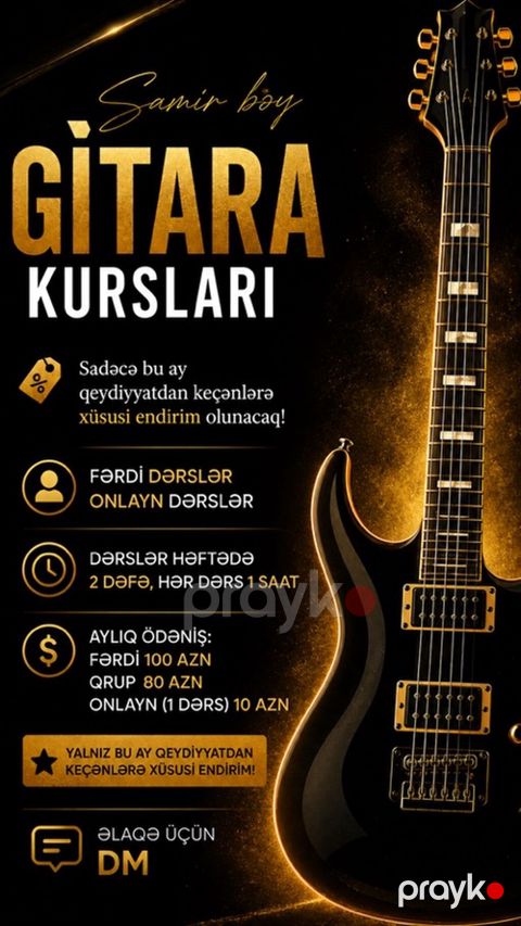 Samir bəy – Gitara Kursları - Dərs formatı: fərdi və onlayn dərslər — Bakı