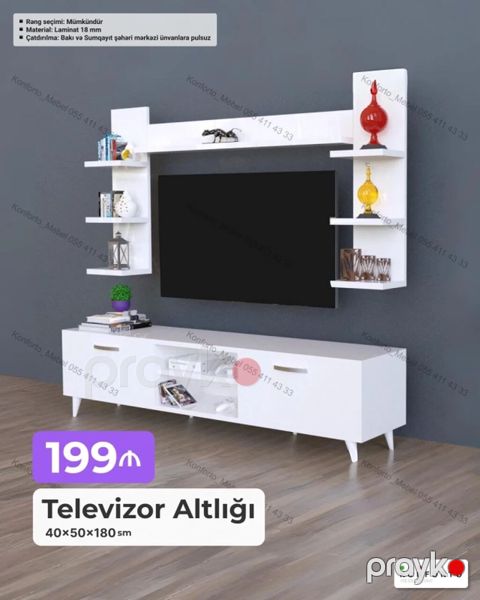 Televizor altlığı və divar rəfləri dəsti Ölçü: 40×50×180 sm — Bakı