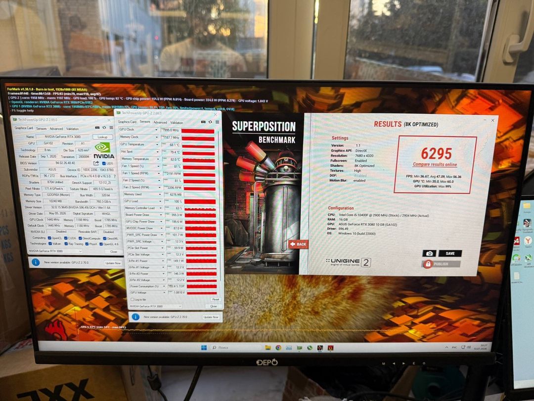 RTX 3080 Asus Tuf Gaming Non RFB 10GB — Kompüterlər və noutbuklar, Bakı (6)