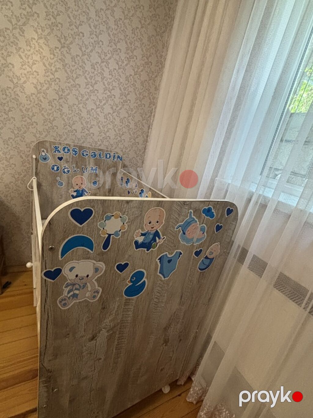Oğlan üçün, İşlənmiş, Dördbucaq, Beşik, Matras ilə, Yellənmə mexanizmsiz — Bəşikləri, Sumqayıt (2)