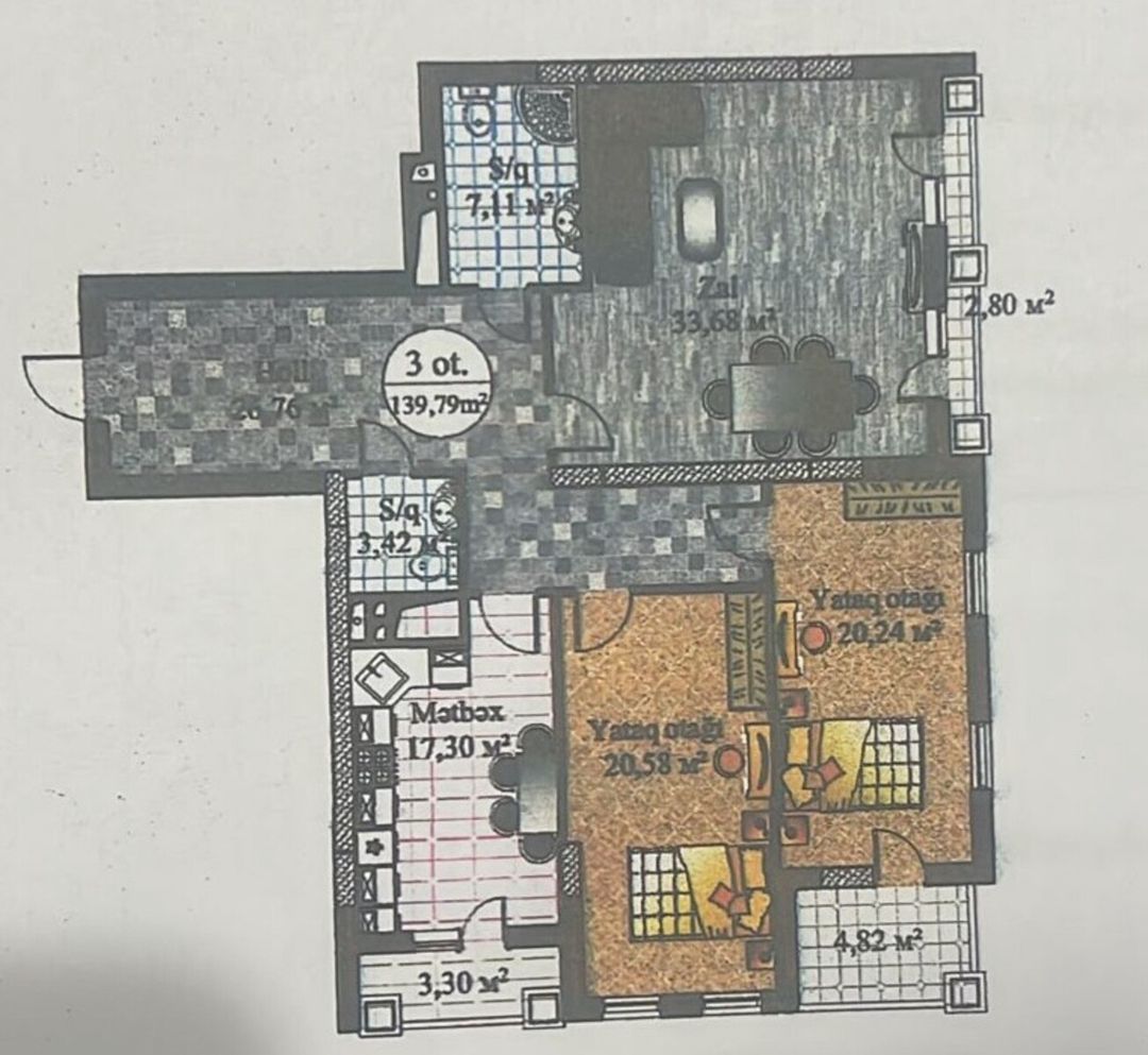 Satılır 3 otaqlı yeni tikili 140 m² — Mənzil, Bakı (2)