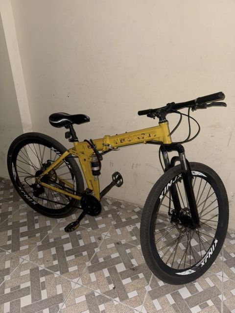 Velosiped – sarı rəngli, qatlanan gövdəli “Mercedes-Benz” yazılı model — Bakı