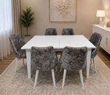 Qonaq otağı üçün, İşlənmiş, Açılan, Kvadrat masa, 6 stul — Masalar və stullar