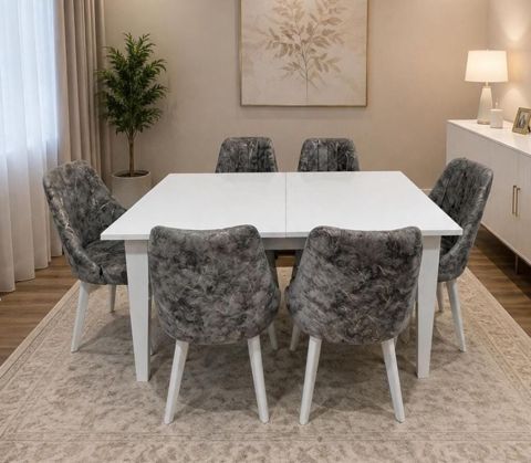 Qonaq otağı üçün, İşlənmiş, Açılan, Kvadrat masa, 6 stul — Bakı