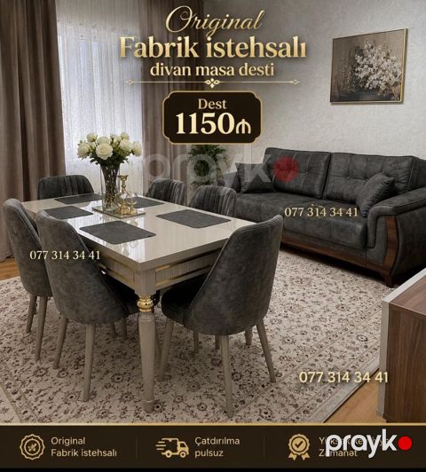 Original fabrik istehsalı – divan və masa dəsti Dəst tərkibi — Bakı