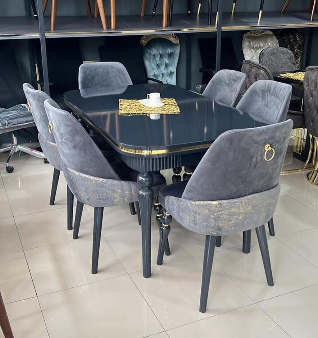 Qonaq otağı üçün, Yeni, Açılmayan, Dördbucaq masa, 6 stul — Masalar və stullar, Bakı (3)