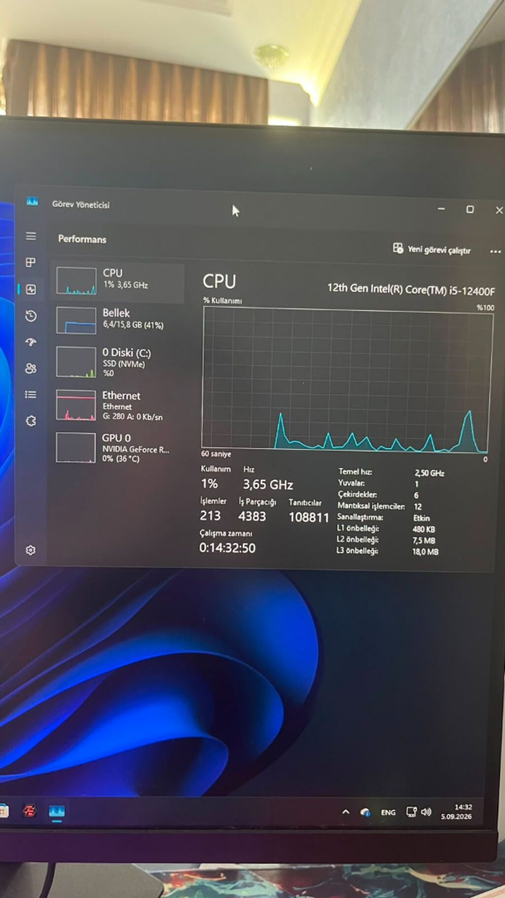 PC: i5-12400F RTX 4060 8GB 16GB DDR4 RAM 1TB Kingston NVMe — Masaüstü kompüterlər, Bakı (6)