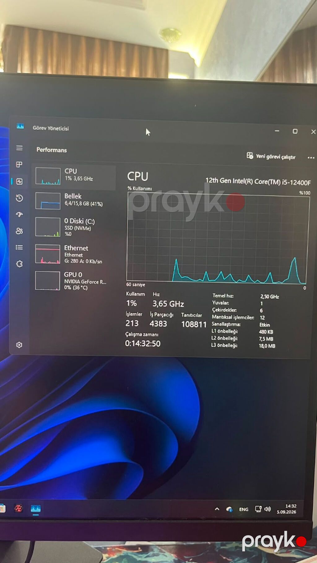 PC: i5-12400F RTX 4060 8GB 16GB DDR4 RAM 1TB Kingston NVMe — Masaüstü kompüterlər, Bakı (6)