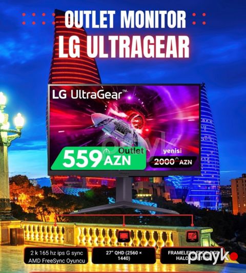 LG UltraGear 2k 165 hz G - Sync oyun monitoru azer — Bakı