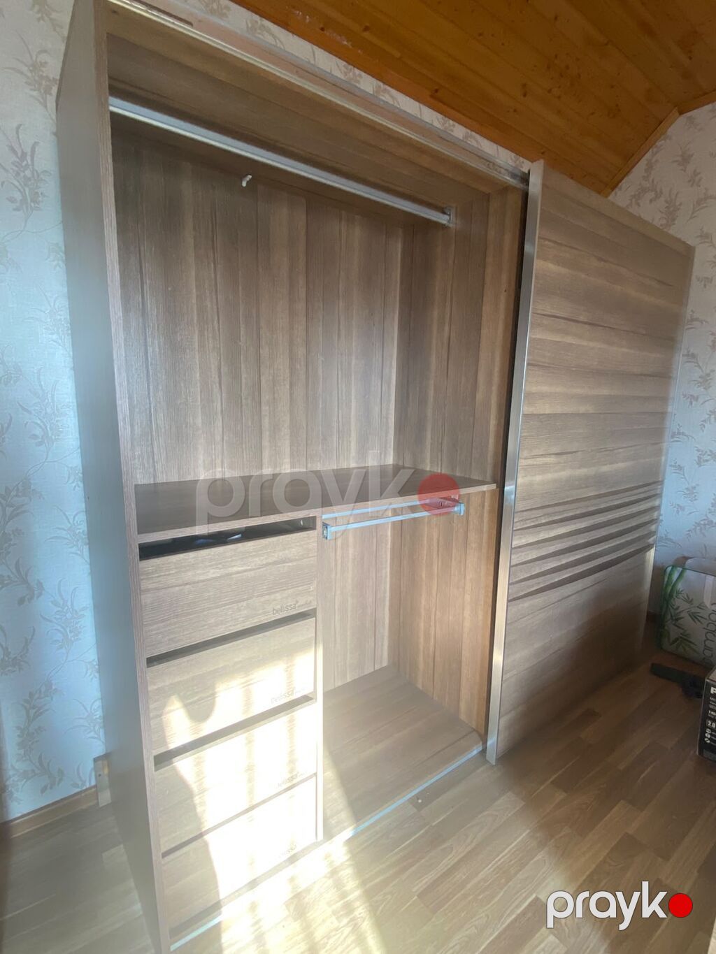 Yaxşı vəziyyətdə Yataq Dəsti (Şkaf-kupe, Çarpayı + Təzə matras, Kamod) — Yataq otağı mobilya dəstləri, Digah (4)
