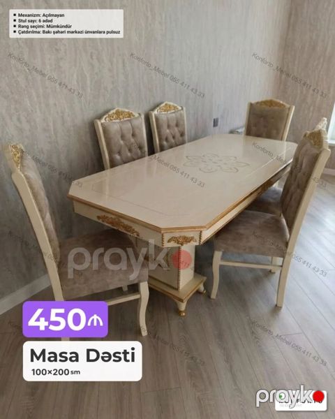 Masa Dəsti – klassik üslub - Masa ölçüsü: 100×200 sm - Mexanizm — Bakı