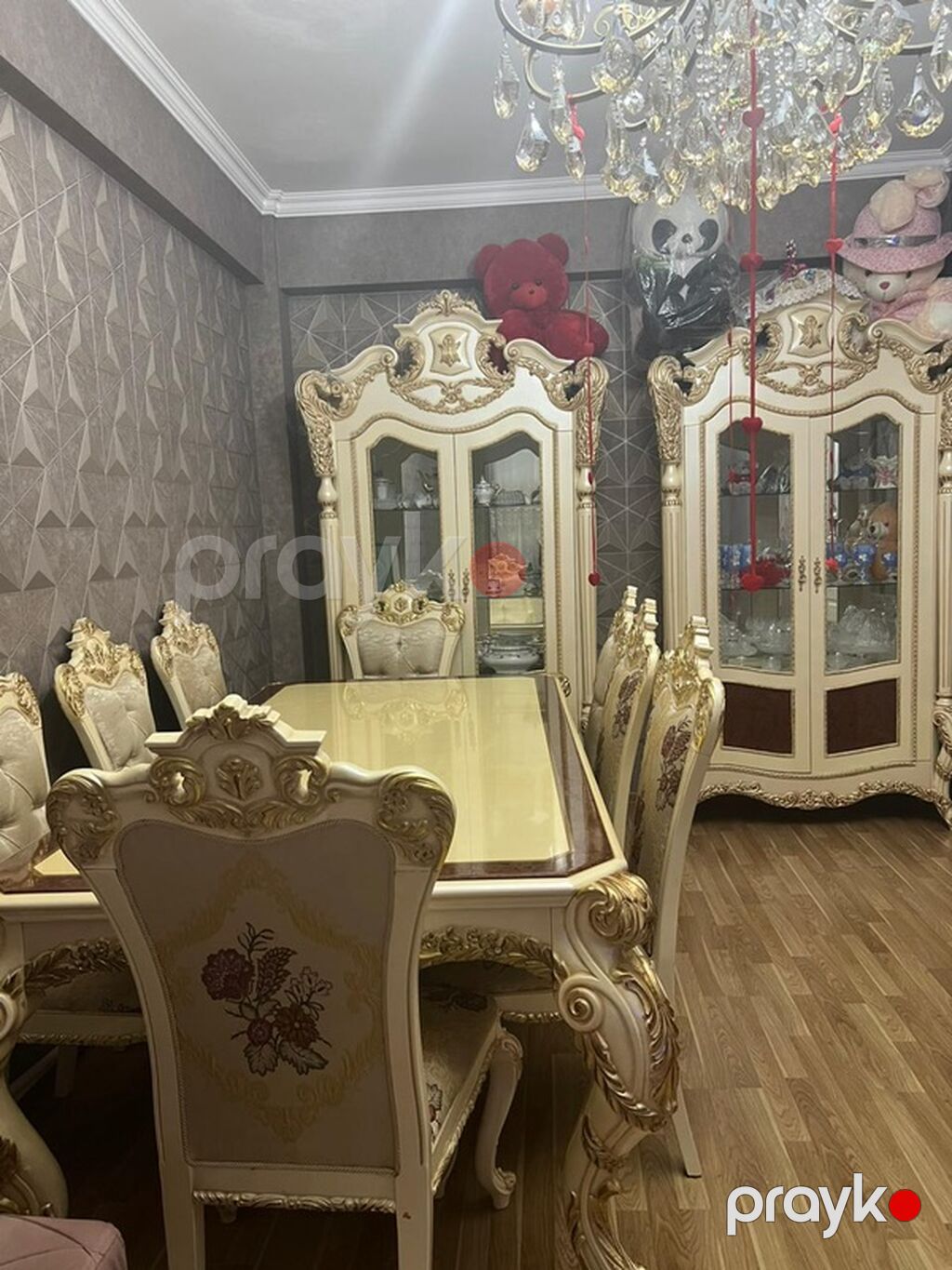 Zərif oyma naxışlı, krem və qızılı tonlu massiv konstruksiya - 2 — Qonaq otağı üçün, Xırdalan