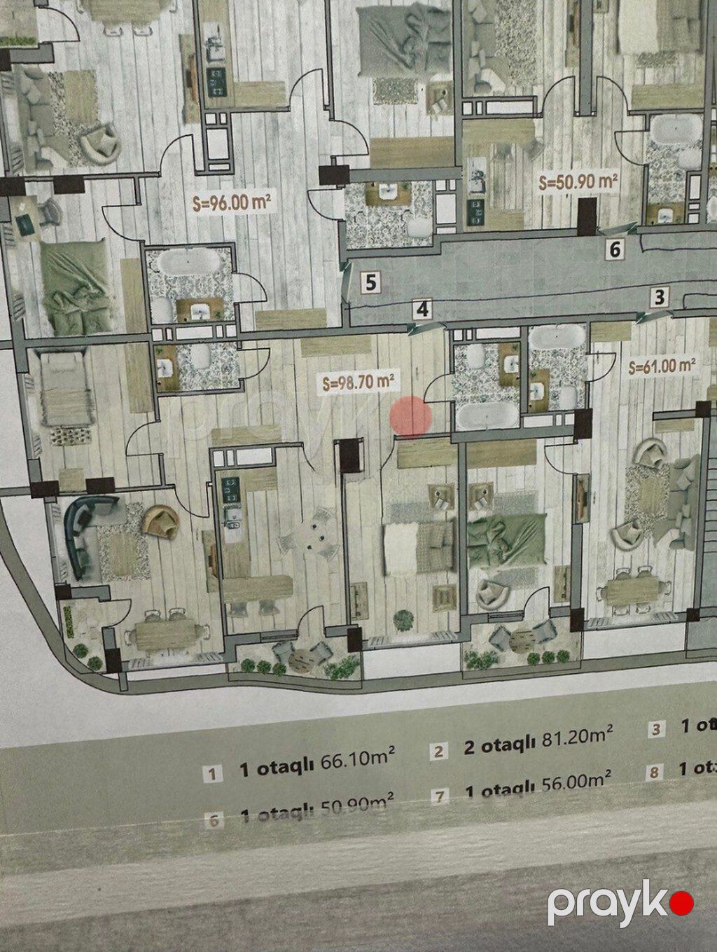3 otaqlı, Yeni tikili, 98 kv. m — Mənzil, Bakı (10)