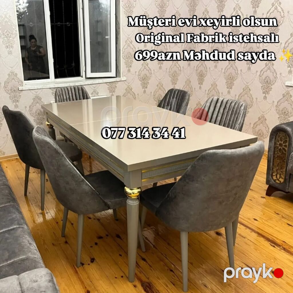 Masa dəsti – orijinal fabrik istehsalı - Komplekt: yemək masası + 6 — Masalar və stullar, Bakı (2)