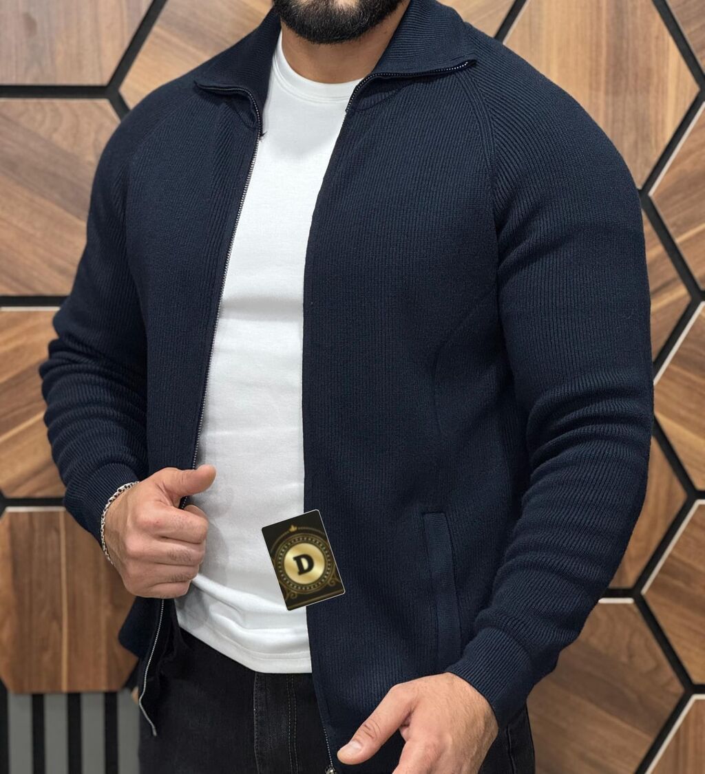 Kişi trikotaj jaketi – fermuarlı, düyməli yaxalı model - Model: kişi — Coqlar və zaqetlər, Sumqayıt (6)