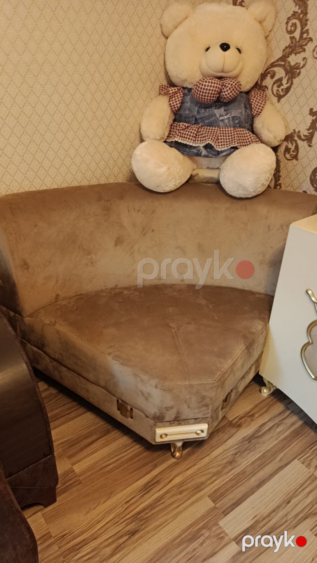 Klassik üslubda künc divan dəsti - Rəng: isti bej/qəhvəyi - Material — Yumşaq mobilya dəstləri, Saray (2)