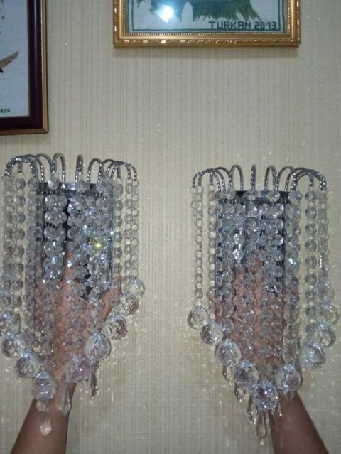 Kristal divar braları – 2 ədəd (cüt) - Material: xrom rəngli metal — Digah