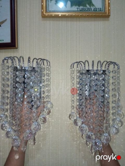 Kristal divar braları – 2 ədəd (cüt) - Material: xrom rəngli metal